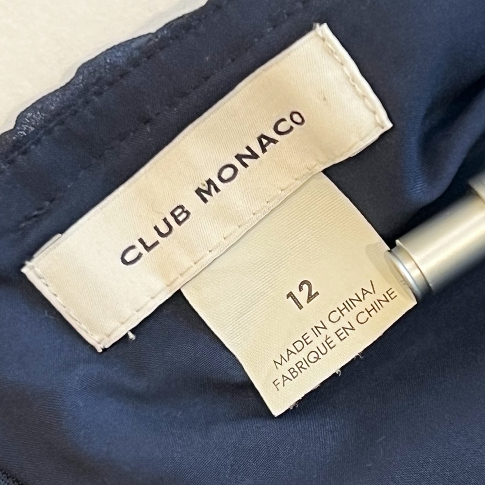 Club Monaco Pleated Jumpsuit Navy Blue Wide Leg Dress Playsuit Maxi Pant Size 12 - Picture 6 of 8